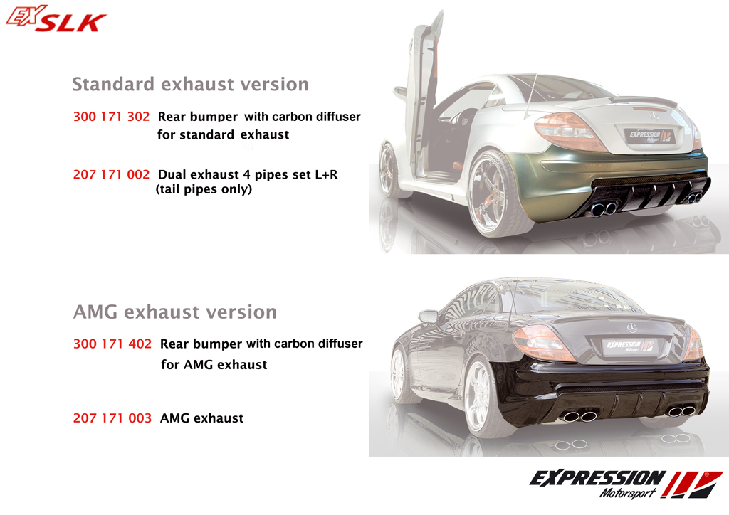 rear bumper, pare-choc arriere, slk r171, piece detache, dual exhaust, carbone diffuser, 4 pipes